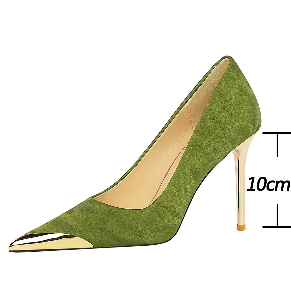 BIGTREE Shoes 10 Cm Heels Pointed Metal Women Pumps Fashion High Heels Sexy Party Shoes Women Heels Stilettos Banquet Shoes 2026
