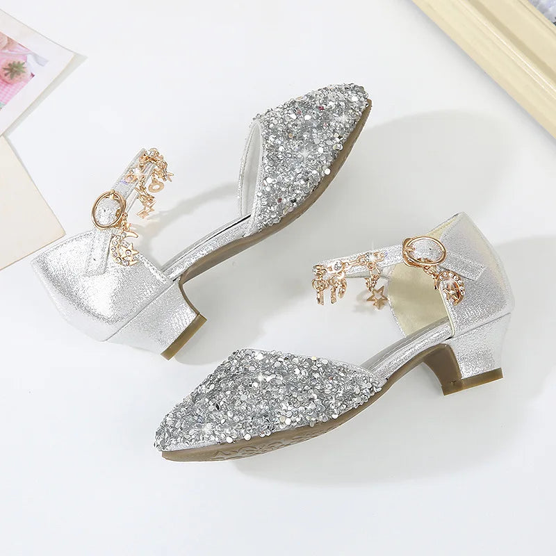 Children Sandals Girls Shoes Summer Pearl Bowknot Open Toe High Heels Girls Sandals Princess Dance Party Shoes for Kids CSH826