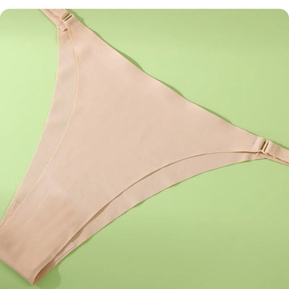 4Pcs/Set Women Ice Silk Low Rise Briefs with Decorative Side Buckle Sexy Brazilian Panties Seamless Underwear Lingerie S-XL