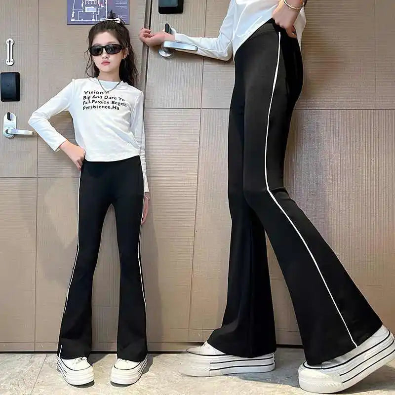 Girls' Bell Bottom Pants 2026 Spring Summer Lightweight Kids' Casual Sporty Pants 5-12 Years
