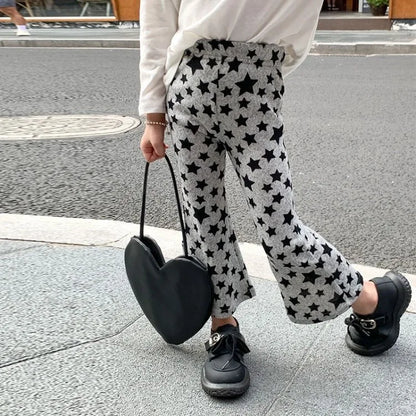 Girls' Flared Wide Leg Pants Spring Autumn Kids' Stylish Outerwear Trendy Children's Clothing