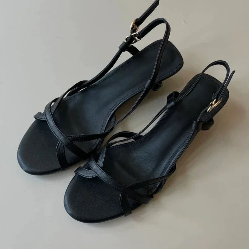Fashion Round Toe Narrow Band Roman Style Platform Sandal Women Comfort Open Toe Wedge Designer Shoe Brown Faux Suede Beach Shoe