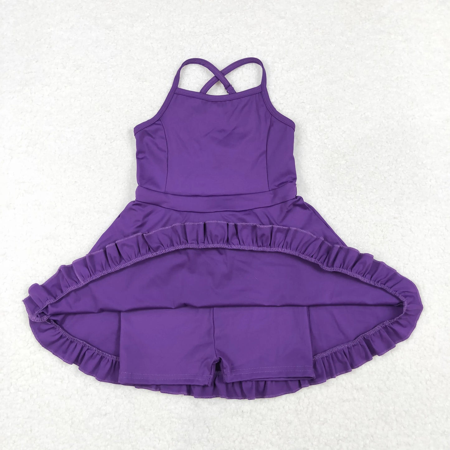 Best Selling Baby Girls Lavender Strap Colorful Skorts Shorts Yoga Sportswear Knee Length Dresses Toddler Kids Children Clothes