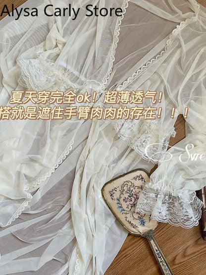 French Sweet Vintage Fairy Dress Women 2022 Autumn Lace Sexy Casual Korean Dress Female Court Chiffon Elegant Long Strap Dresses