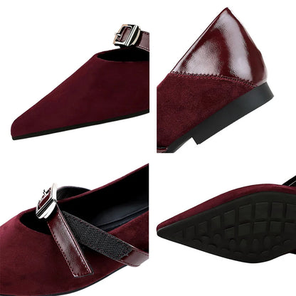 Leopard Print Women's Flat Shoes Women's Suede Shoes Pointed Tip Flat Heeled Banquet Shoes With Belt Buckle Ladies Shoes 2026