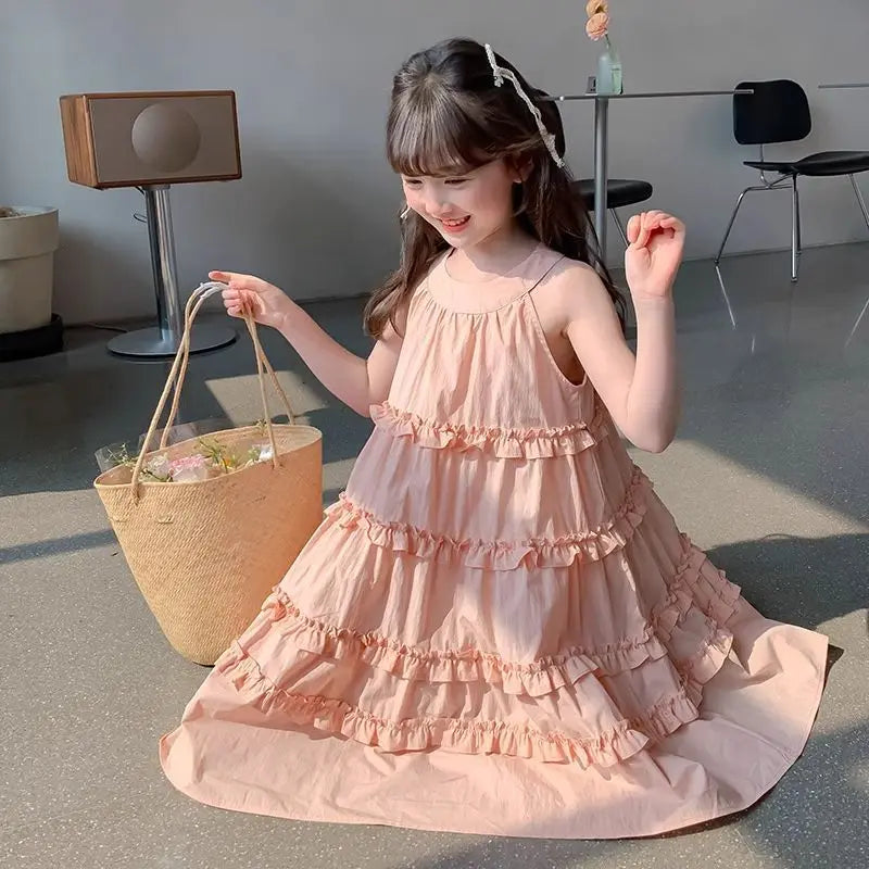 Vacation-style Cake Skirt Luxury Dress for Girls Kids Dresses From 8 14 Years Girl Birthday Clothes 11 12 2025 Beach Summer 5 6