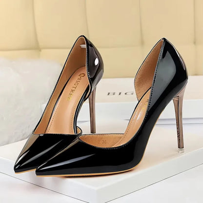 2026 Women 10.5cm High Heels Blue Green Valentine Pumps Luxury Glossy Stripper Stiletto Wedding Bridal Fetish Shoes Plus Size 43