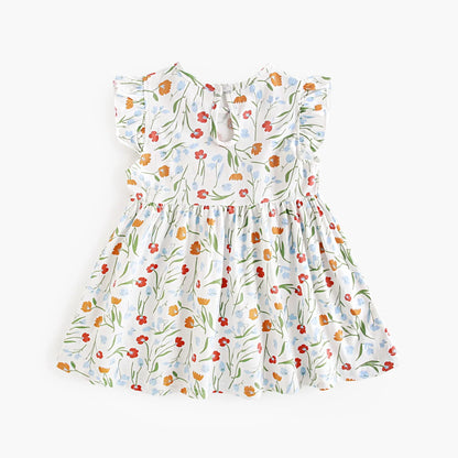 Sanlutoz Summer Fashion Kids Dress Floral Baby Girls Dress Clothing Cotton