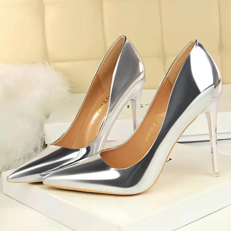 BIGTREE Shoes Classic Pumps Patent Leather Women Pumps Fashion Women Wedding Shoes High Heels Stiletto 10.5 cm 7.5 cm Lady Shoes