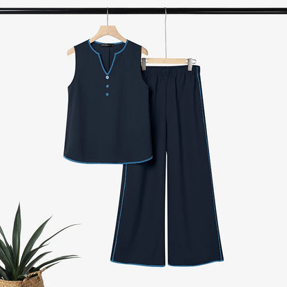 ZANZEA Stylish Sleeveless Tanks Tops Pant Sets 2026 Women Summer Patchwork Tracksuit 2 Pieces Sets Casual Loose Work Outfits