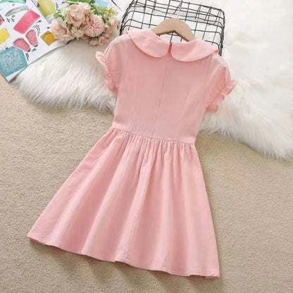 Pure Cotton Thin Short Sleeve Girls Party Dresses Kids Clothes 10 Years Old 2025 Children's Clothing Child Girl Dress Elegant 14