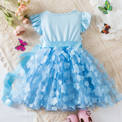 Marie Cat Girls Summer Dress Cartoon Bow Tutu Dress 3D Butterfly Cute Cotton Party Casual Dress for Baby 2-6 Years