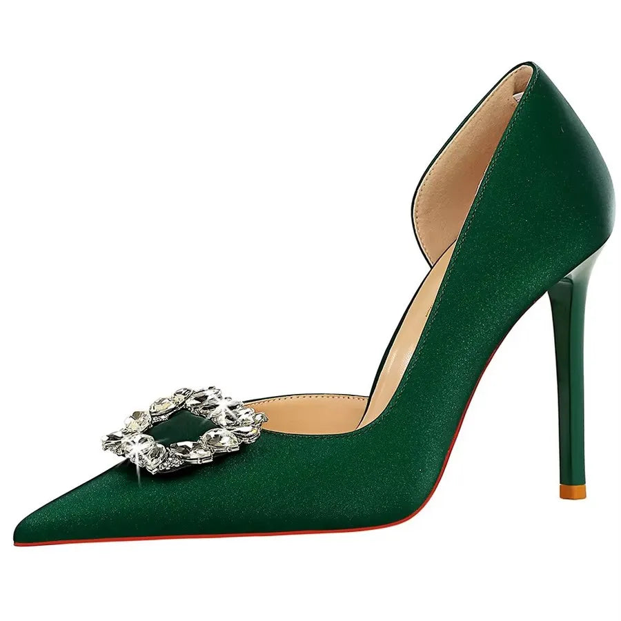 Luxury Heels 10.5 Cm Women Pumps Rhinestone Design High Heels Fashion Wedding Shoes Stilettos Sexy Party Shoes 10 Colour Pumps