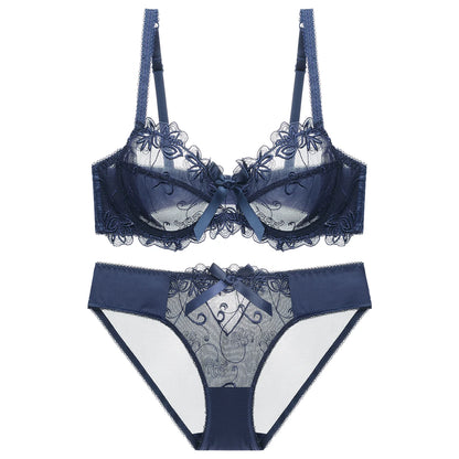 Female Ultra-Thin Sexy Lace Transparent Plus Size Bra & Panties Sets