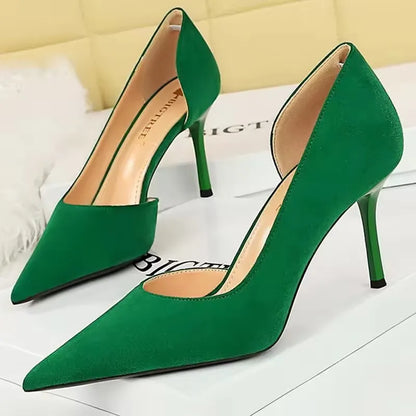 BIGTREE Shoes Woman Pumps Stylish Minimalist Slim Heel High Heels Suede Ladies Shoes Stiletto Comfort Women Heels Plus Size 43