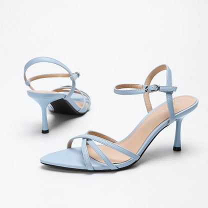 Fashion Square Toe Ankle Strap Buckle Slide Sandals Elegant Cross Tied Open Toe Women Sandals Simple Comfort Plus Size Sandals