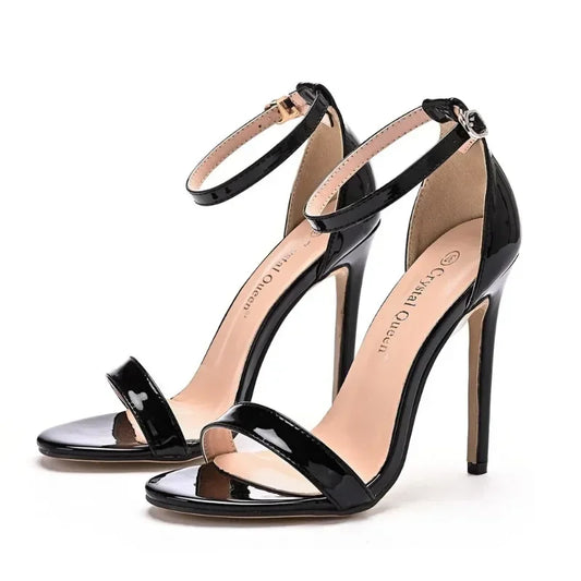Fashion Women Pumps  Summer Sexy Mature Buckle Strap Thin Heels Stage Performance Women Shoes Red Leopard Print