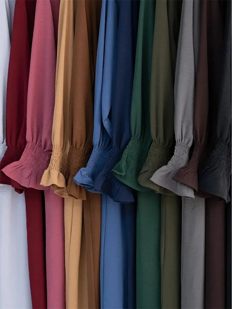 Eid Jersey Solid Modest Under Abaya Dubai 2024 Palestine Women Islamic Clothing Muslim Kaftan Inner Dresses Robe Femme Musulmane