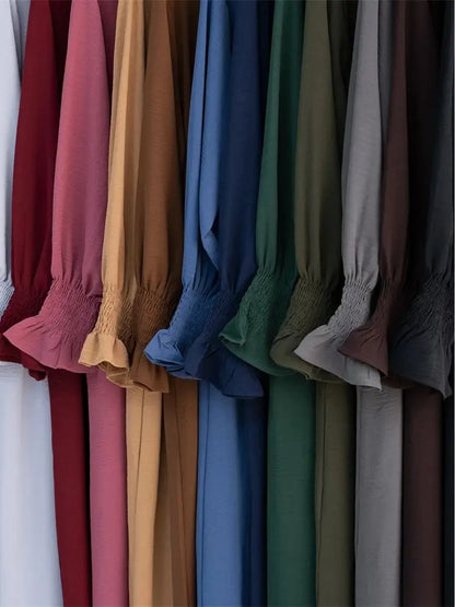 Eid Jersey Solid Modest Under Abaya Dubai 2024 Palestine Women Islamic Clothing Muslim Kaftan Inner Dresses Robe Femme Musulmane