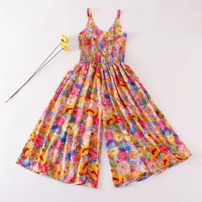 Summer Wide Leg Jumpsuits Kids Bottom Fashion Girls Rompers Beach Outfits Casual Body Suit Children Clothes One Pieces Playsuits