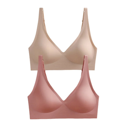 2Pcs/Set Seamless Bras For Women Wireless Underwear Push Up Bralette Soft Padded Deep V Sexy Lingerie Sleepwear Intimates S-3XL
