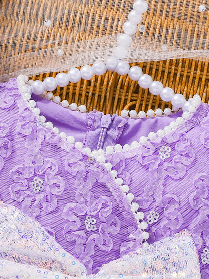 Girls Summer Princess Dress Butterfly Net Skirt Children's Clothing Elegant Fairy Tale Style Kids' Party Wear