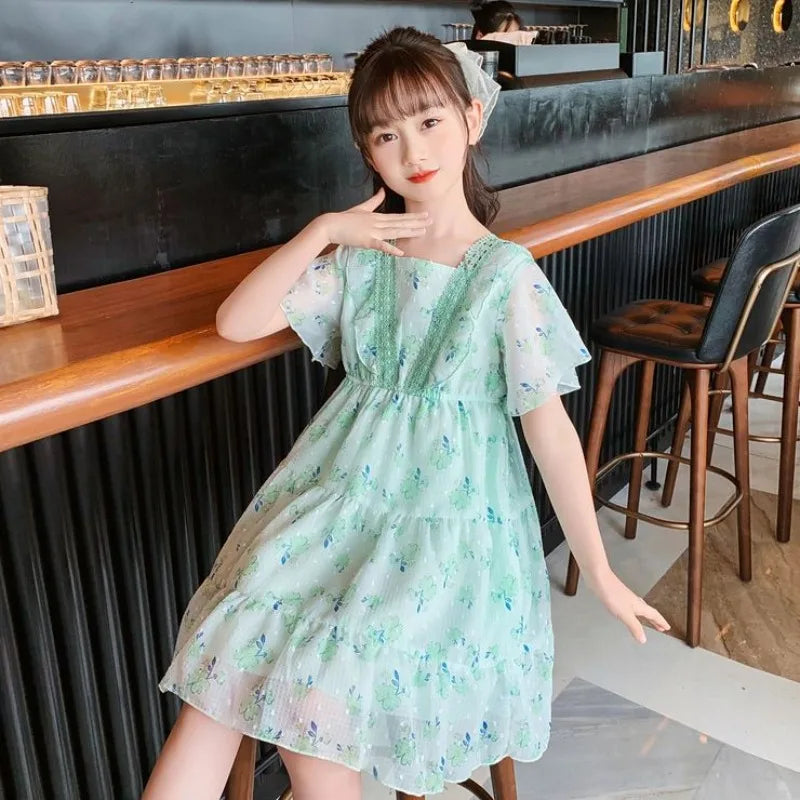 Floral Summer Dress Evening Kids Girls Luxury Dresses Clothes From 10 14 Years Old Girl 12 Fashion 11 Costume Women's Teenage 8