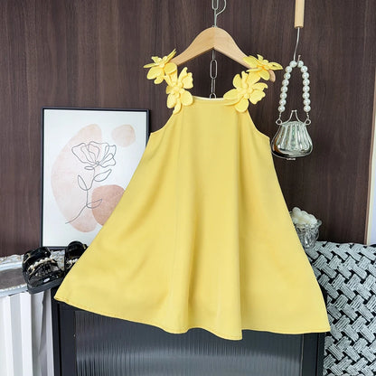 Bear Leader 2-7 Years 3D Flower Birthday Wedding Princess Dress Korean Version Sling Party Clothes Summer Girls Casual Outwear