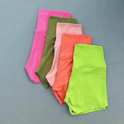 Solid Color Tight Soft Women Fitness Sport Short High Waist Yoga Short Legging Squatting Proof Comprehensive Training Athletic