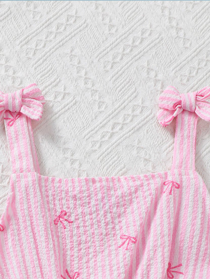 Valentine's Day 2-Piece Set Fashionable Butterfly Knot Strap Vest And Pants Outfit for Casual Daily Wear And Outdoor Vacations