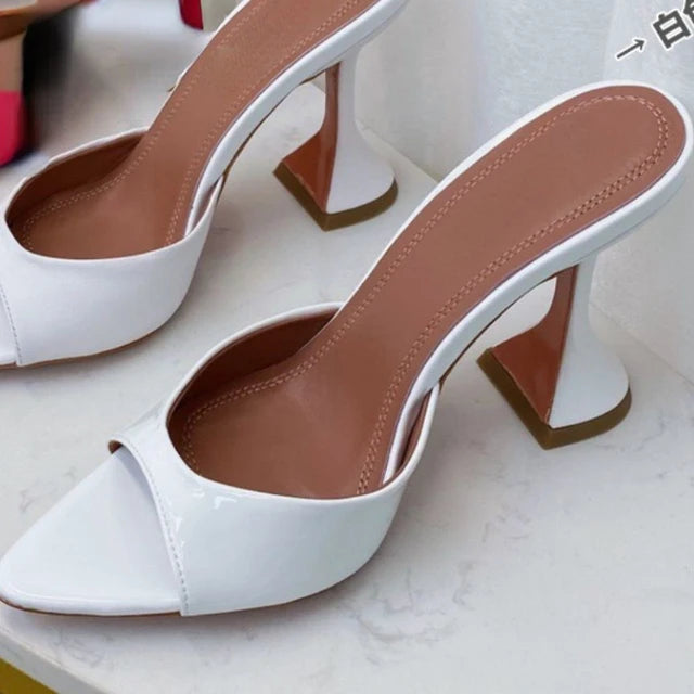 Europe and The United States 2023 Summer New Fish Mouth Shallow Mouth Half Slippers High Heels Women
