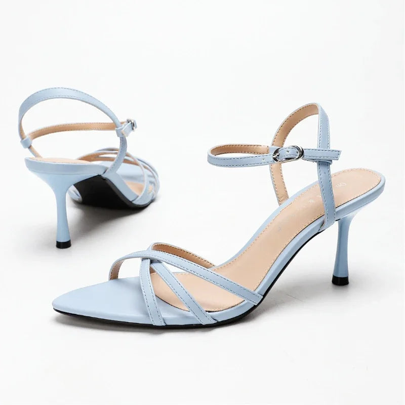 Fashion Square Toe Ankle Strap Buckle Slide Sandals Elegant Cross Tied Open Toe Women Sandals Simple Comfort Plus Size Sandals