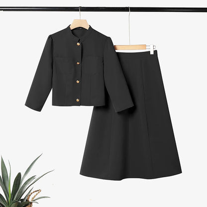 2026 ZANZEA Spring 2 Piece Sets Elegant Office Dress Sets Women Stylish Solid Work Outfit Stand Neck 3/4 Sleeve Shirt Skirt Suit