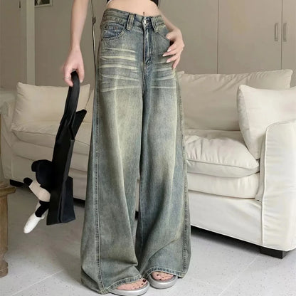 Y2K Loose Straight Leg Jeans Women Trousers Baggy Wide Fit Casual High Waist Retro Washed Vintage Style Women's Jeans Jeans