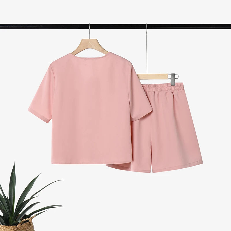 Summer Elegant V Neck Short Sleeve Blouse Short Sets ZANZEA Stylish Women 2 Pieces Sets Casual Solid OL Work Outfits Tracksuit