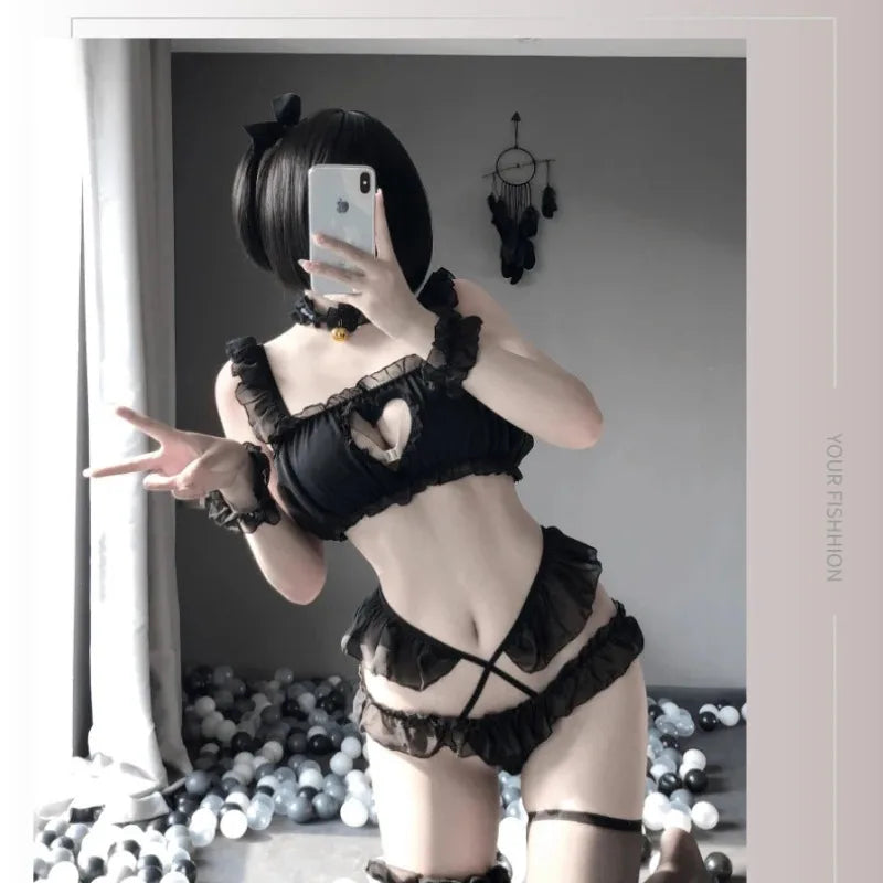 Hot Cosplay Uniform Open Bra Fantasy Miniskirt Nightwear Garter Bra Sets Sexy Costumes Women's Outfit Lingеrie Set Exotic