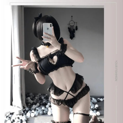 Hot Cosplay Uniform Open Bra Fantasy Miniskirt Nightwear Garter Bra Sets Sexy Costumes Women's Outfit Lingеrie Set Exotic