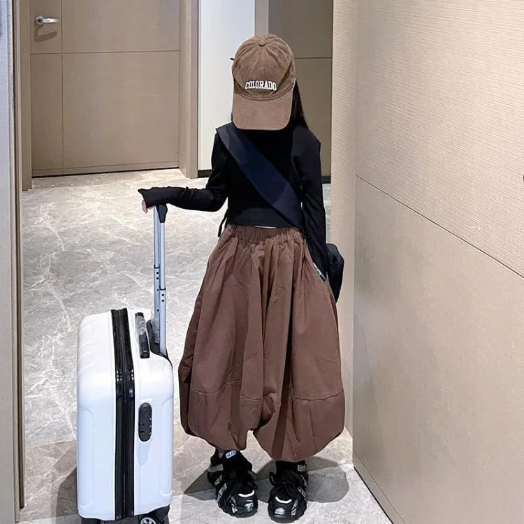 2026 New Girls' Harem Pants Autumn Kids' Stylish Loose Casual Lantern Pants Spring Autumn