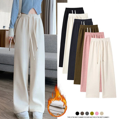 Women Long Pants Spring Autumn Women Elastic Waist Straight Long Wide Leg Pants Casual Female Long Pants Trousers