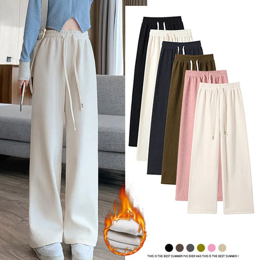 Women Long Pants Spring Autumn Women Elastic Waist Straight Long Wide Leg Pants Casual Female Long Pants Trousers
