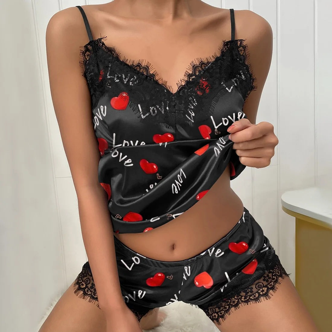 Hot Lingerie Porno Nightdress Sexy Sleepwear Large Size Night Dress Babydoll Women Satin Nightwear Erotic Lace Underwear Pajamas