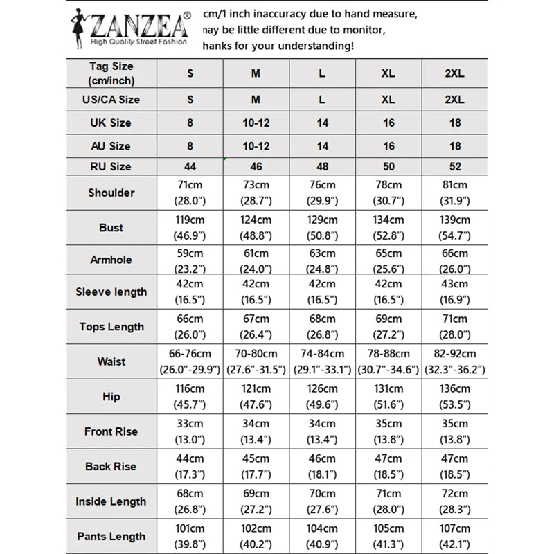 ZANZEA Women's Elegant Chic Pant Suits Lantern Sleeve Shirt & Wide Leg Pant 2 Pieces Sets Oversized Pant Sets Outfits Streetwear