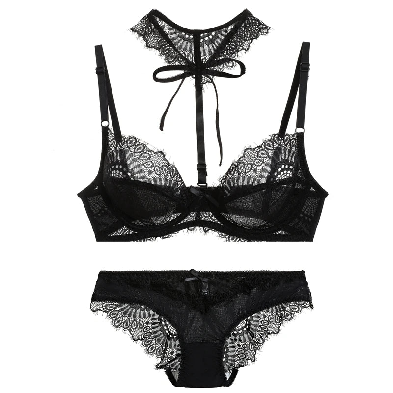 2024 New Sexy Ultra-ThinThick Black Beige Pink Purple Red White Plus Size Lingerie BCDE Cup Bra Sets Push Up Underwear