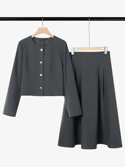 2026 ZANZEA Office Women Outfits 2 Piece Sets Spring Fashion O Neck Long Sleeve Shirt Dress Sets Elegant OL Work Midi Skirt Suit