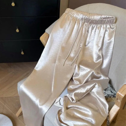 2026 Korean Fashion High Waist Thin Wide Leg Women Summer Office Lady Solid Straight All-match Casual Pants Trousers Clothes