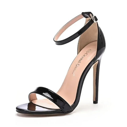 Fashion Women Pumps  Summer Sexy Mature Buckle Strap Thin Heels Stage Performance Women Shoes Red Leopard Print
