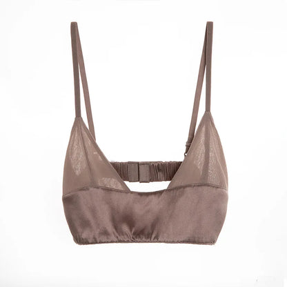Birdtree Women's 90% Silk 10% Spandax Bra, Thin Non-pad Everyday Comfortable ,Wireless Small Chest Bralette Intimate P36753QM