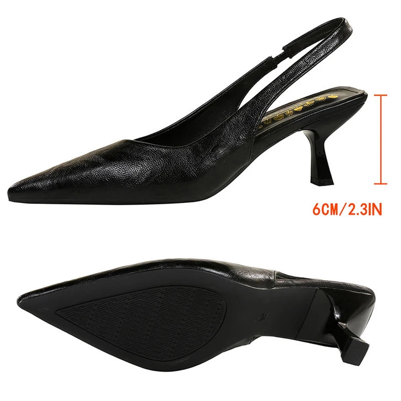 BIGTREE Shoes Kitten Heels Women Shoes Fashion High Heels Stiletto 6 CM Pointed Back Hollow Out Women Pumps Summer Women Sandals