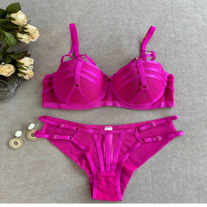 2026 New European Style Women Lingerie Set Push Up Lifting Support Bra Soft Underwire Strappy Design Conceals Side Spillage