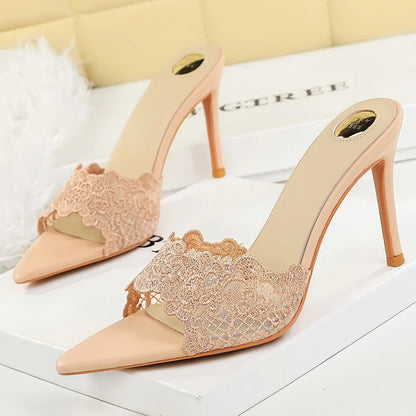 BIGTREE Shoes High-heeled Sandals Ladies' Slippers Lace Sexy Open Toe High Heels Stiletto 9 CM Summer Sandals Women Pumps 2026